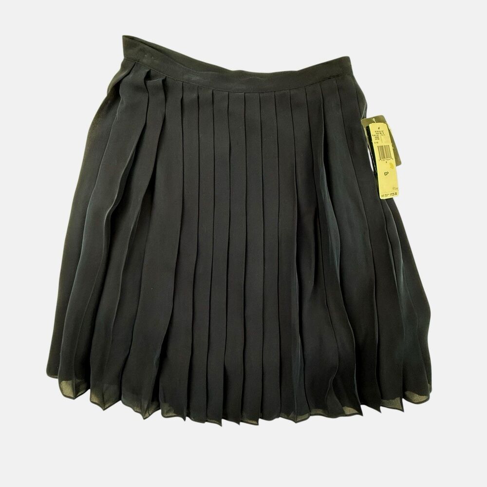 NEW Lauren Ralph Lauren Pleated Silk Skirt Women Size 6 Petite Navy Blue